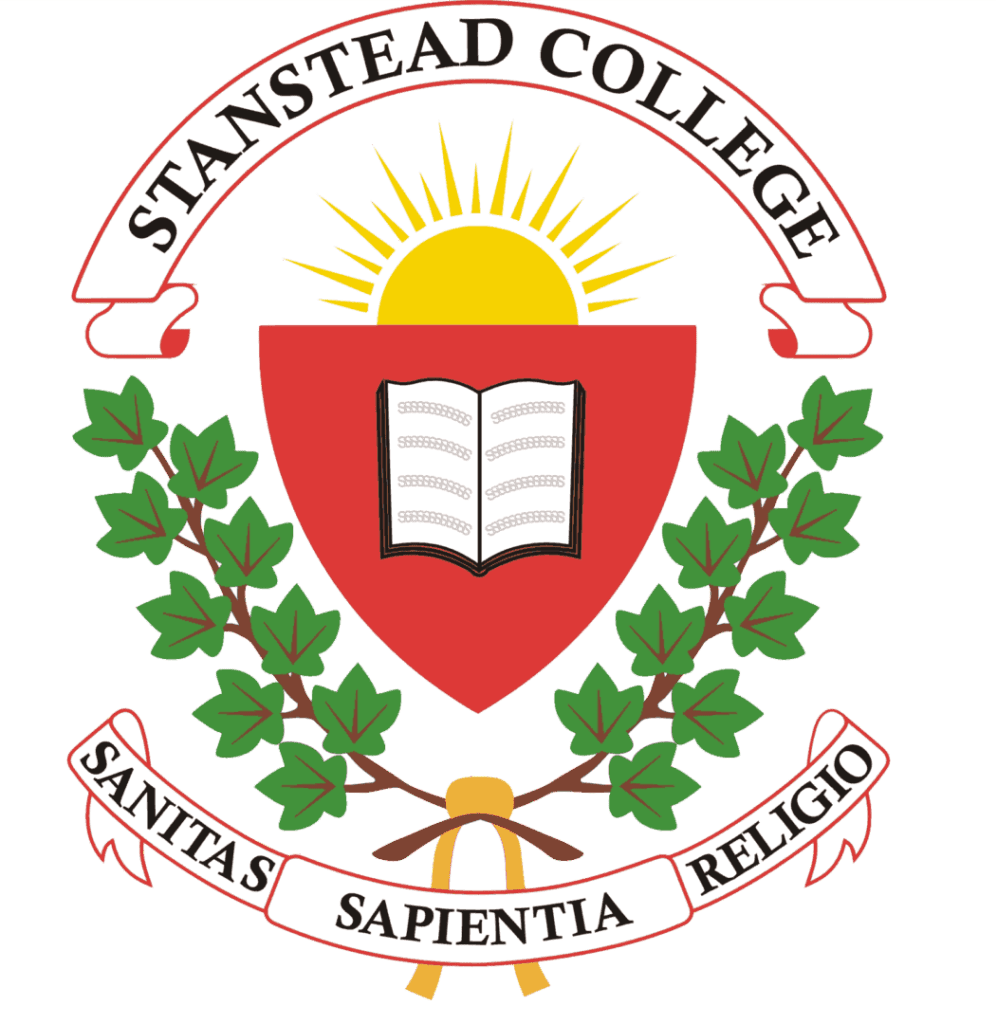 Stanstead college logo with a book and sun icon