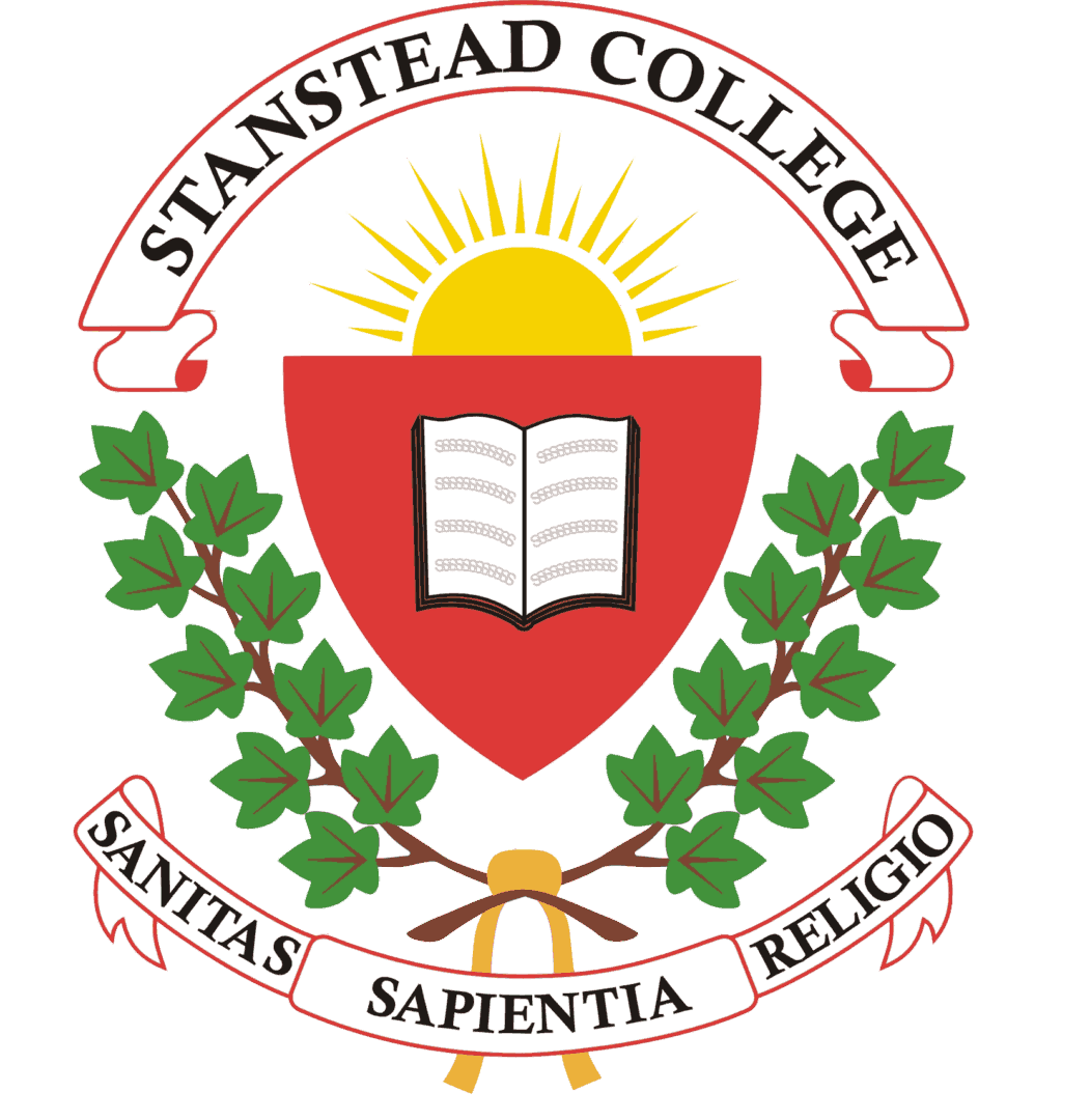 Stanstead college logo with a book and sun icon